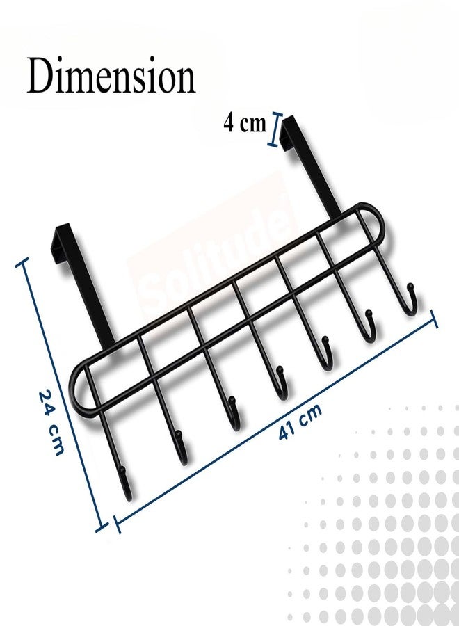 Decobuy Carbon Steel Over Door Hook Hanger for Clothes, Strong Heavy Duty Door Hooks Hanging for Clothes Towels Napkin Stand 7 Hooks No Drilling (B-Pack of 2) - Image 5